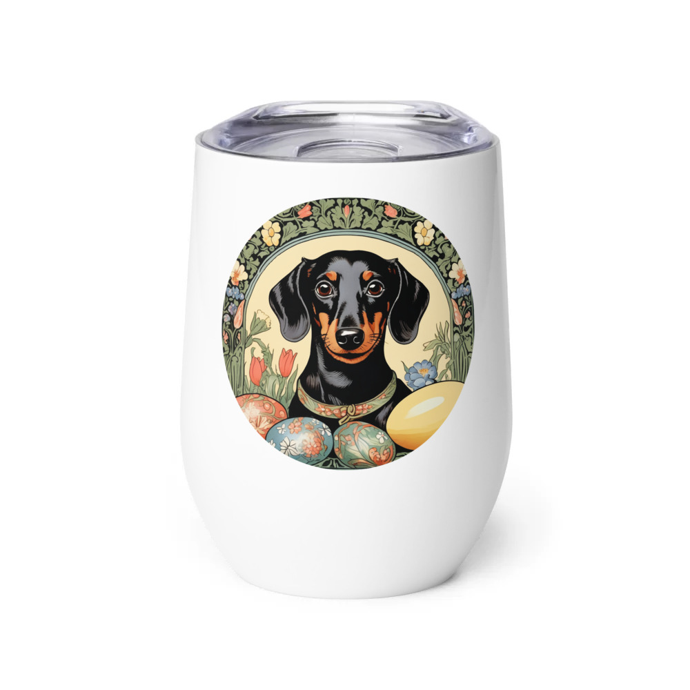 PugMug Custom Black Dachshund Wine Tumbler
