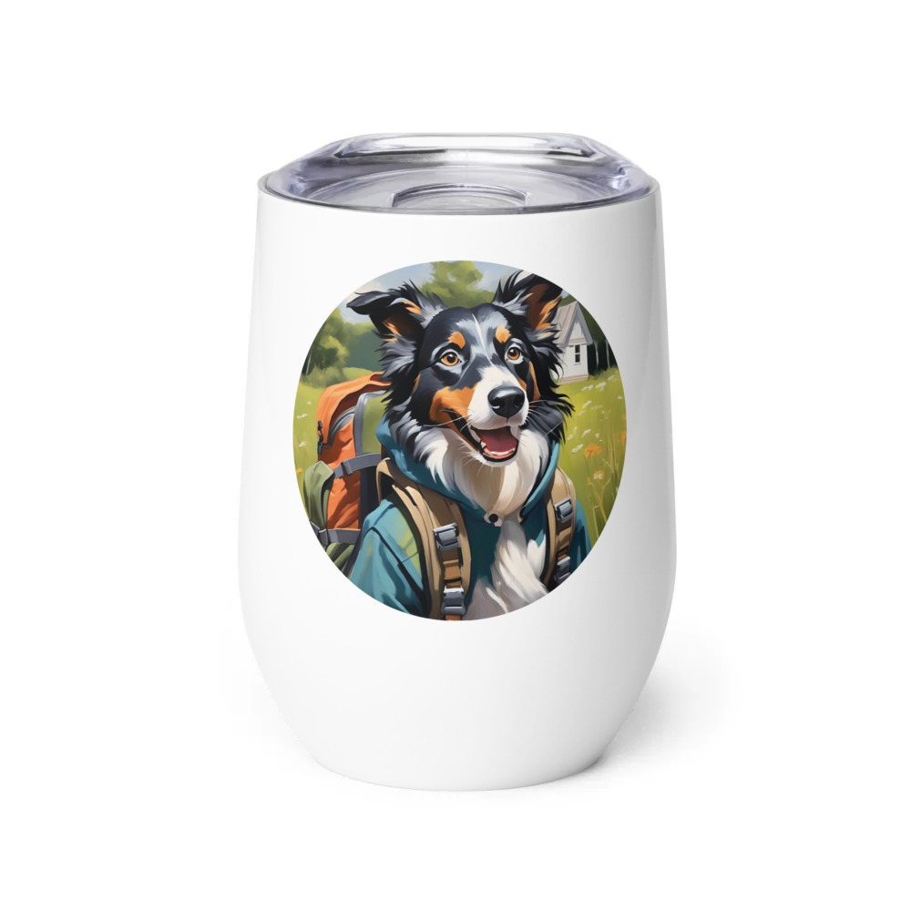 PugMug Custom Border Collie Wine Tumbler