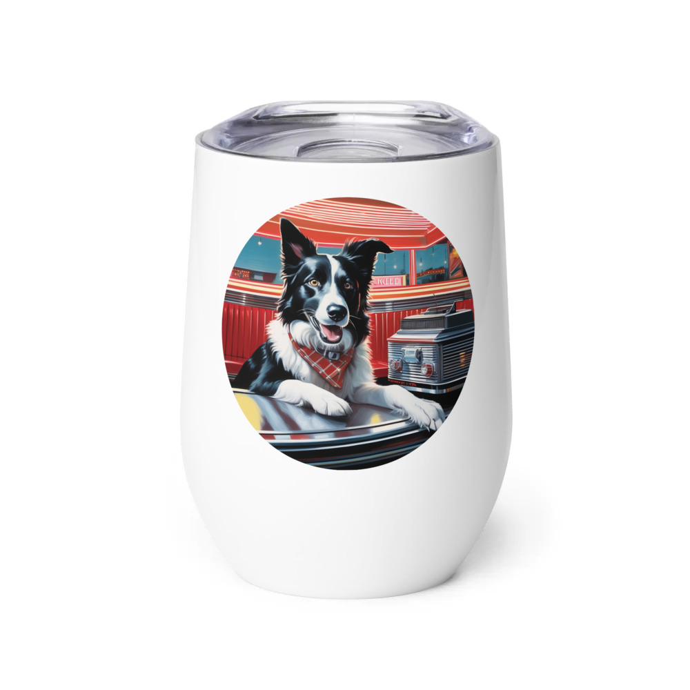 PugMug Custom Border Collie Wine Tumbler