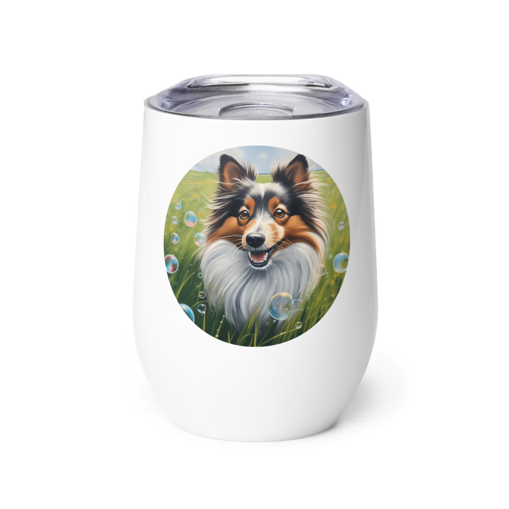 PugMug Custom Shetland Sheepdog Wine Tumbler