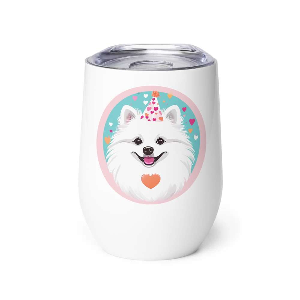 PugMug Custom White Pomeranian Wine Tumbler