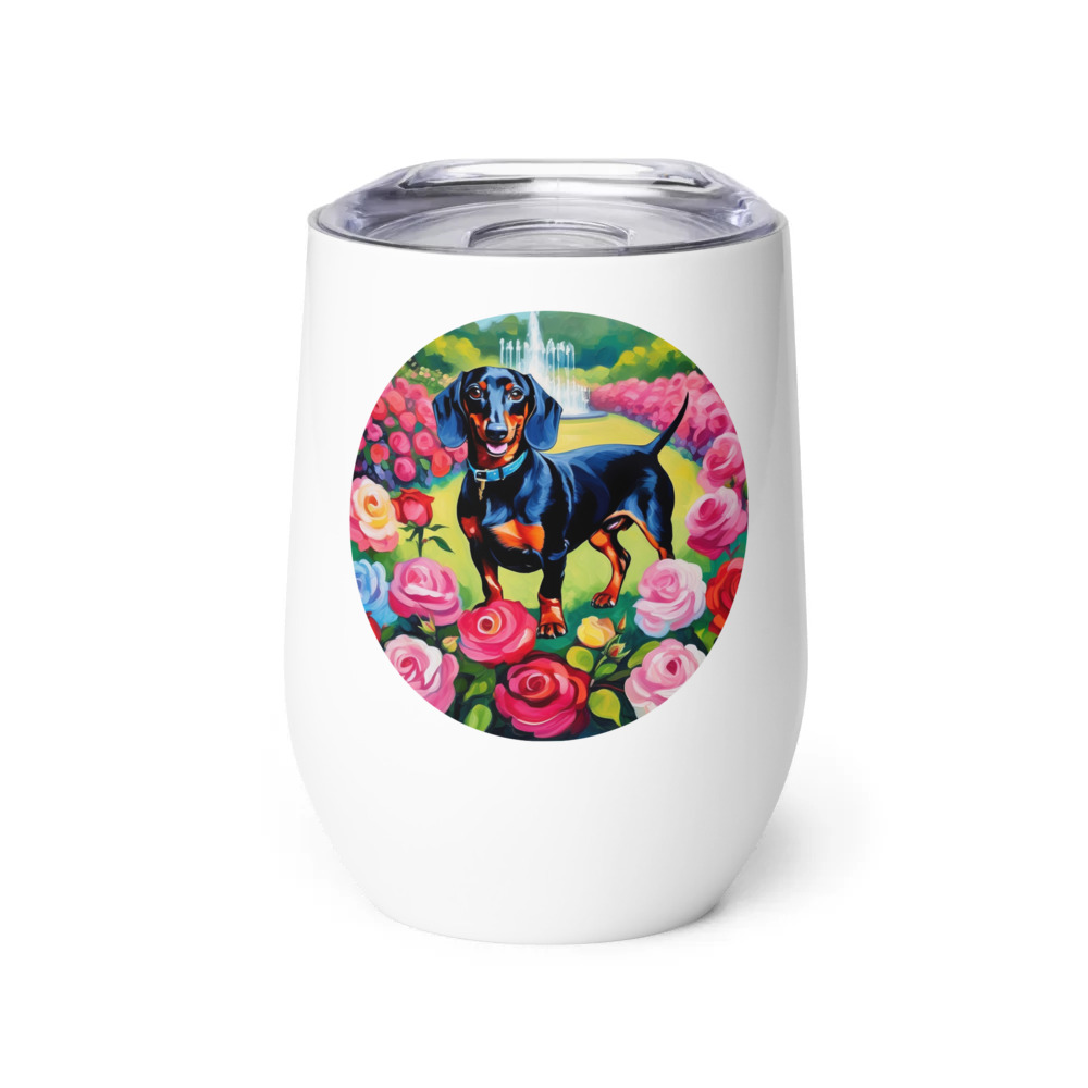 PugMug Custom Black Dachshund Wine Tumbler