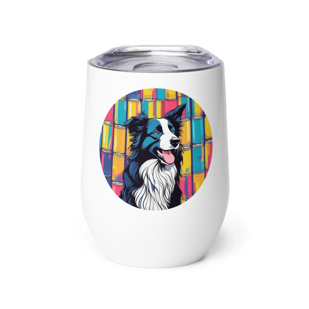 PugMug Custom Border Collie Wine Tumbler