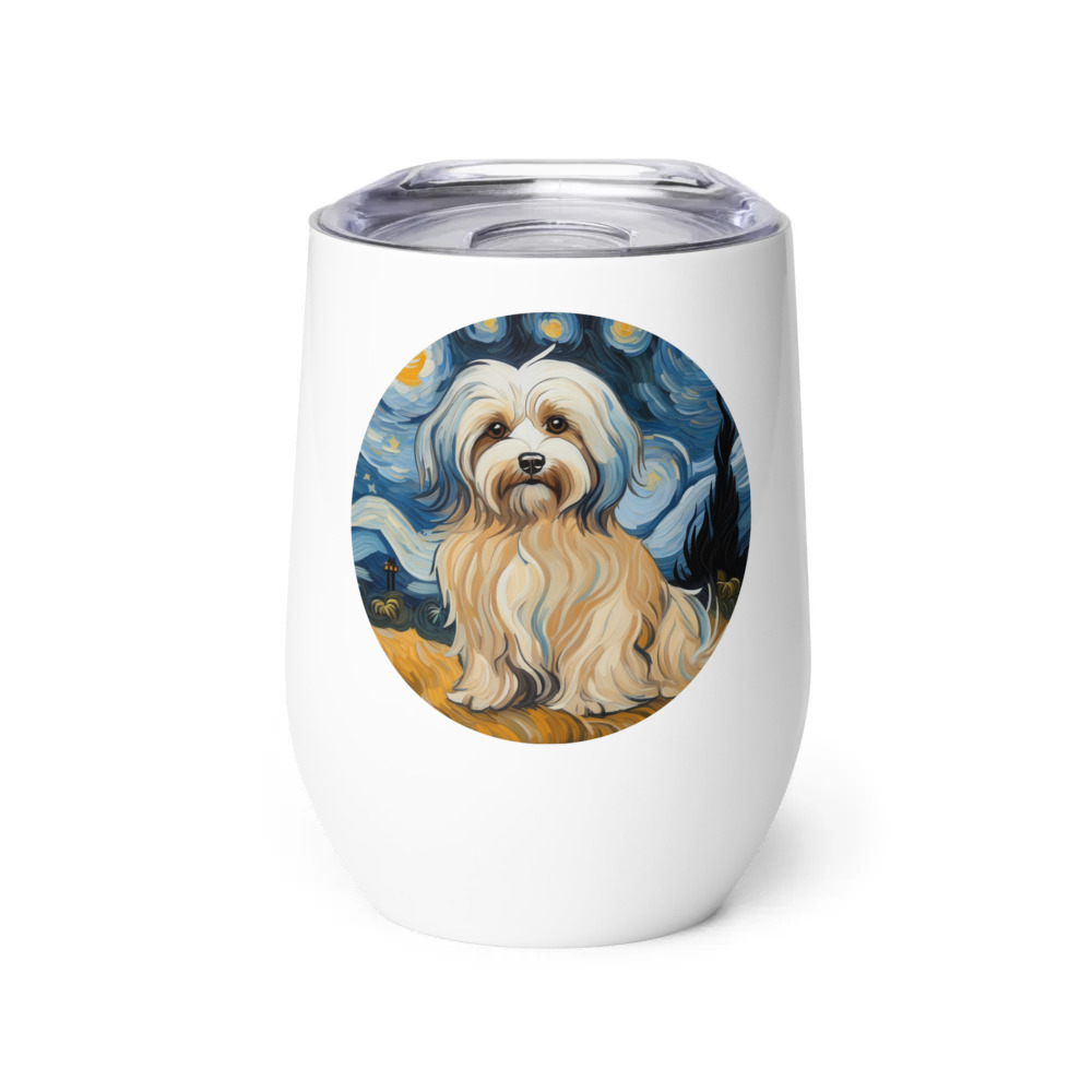 PugMug Custom Tan Havanese Dog Wine Tumbler