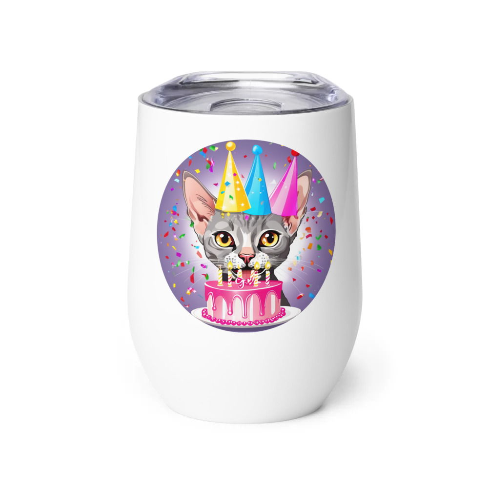 PugMug Custom Tabby Devon Rex Cat Wine Tumbler