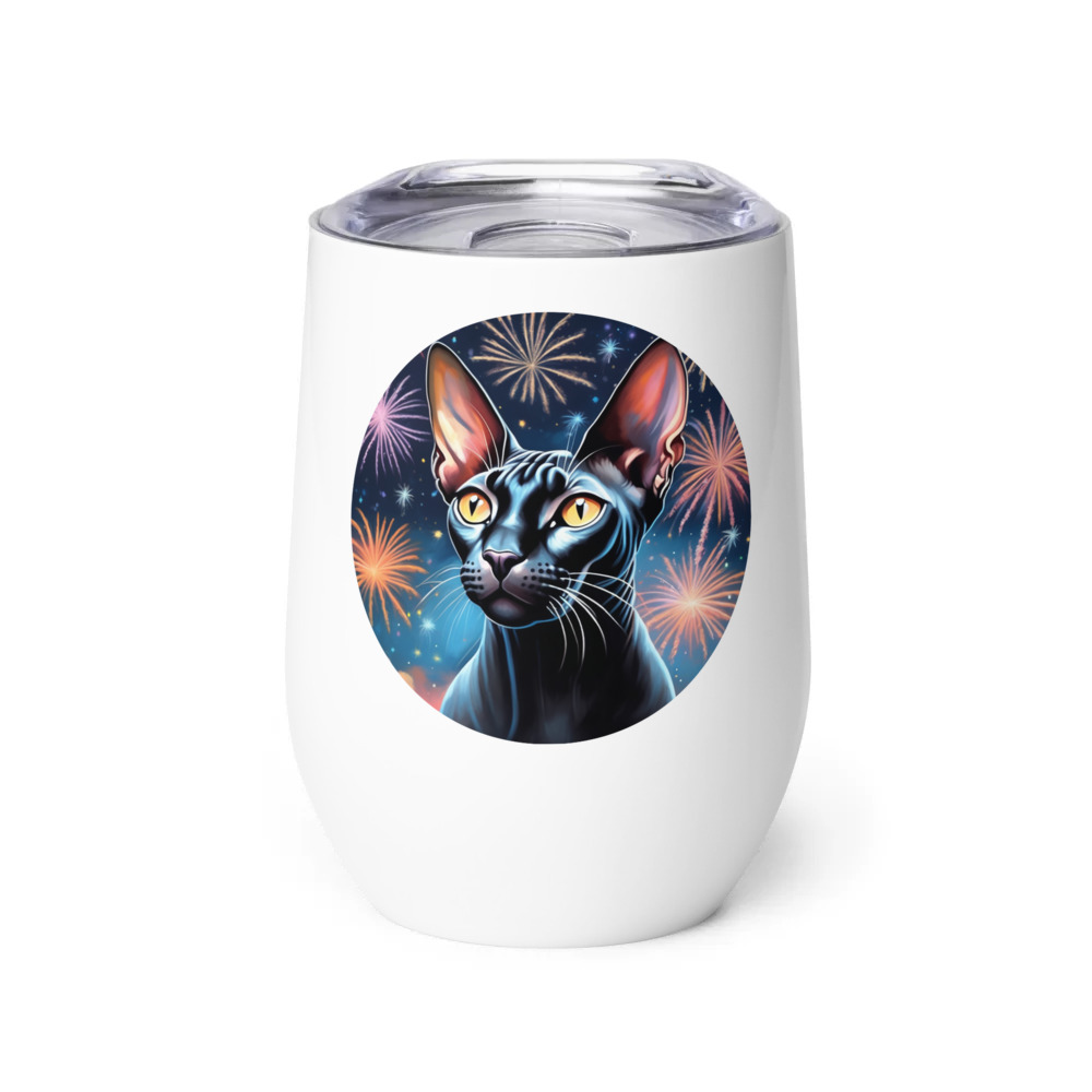 PugMug Custom Black Sphynx Cat Wine Tumbler