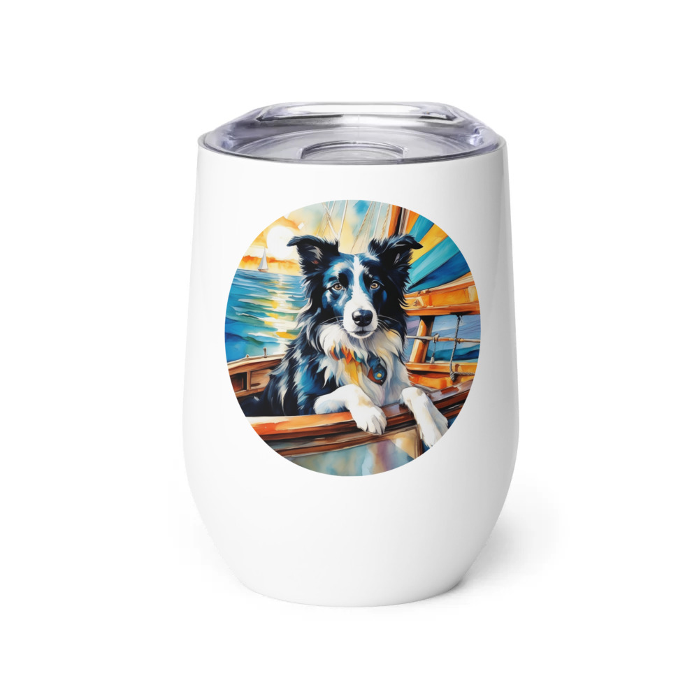 PugMug Custom Border Collie Wine Tumbler