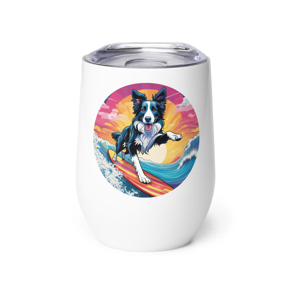 PugMug Custom Border Collie Wine Tumbler