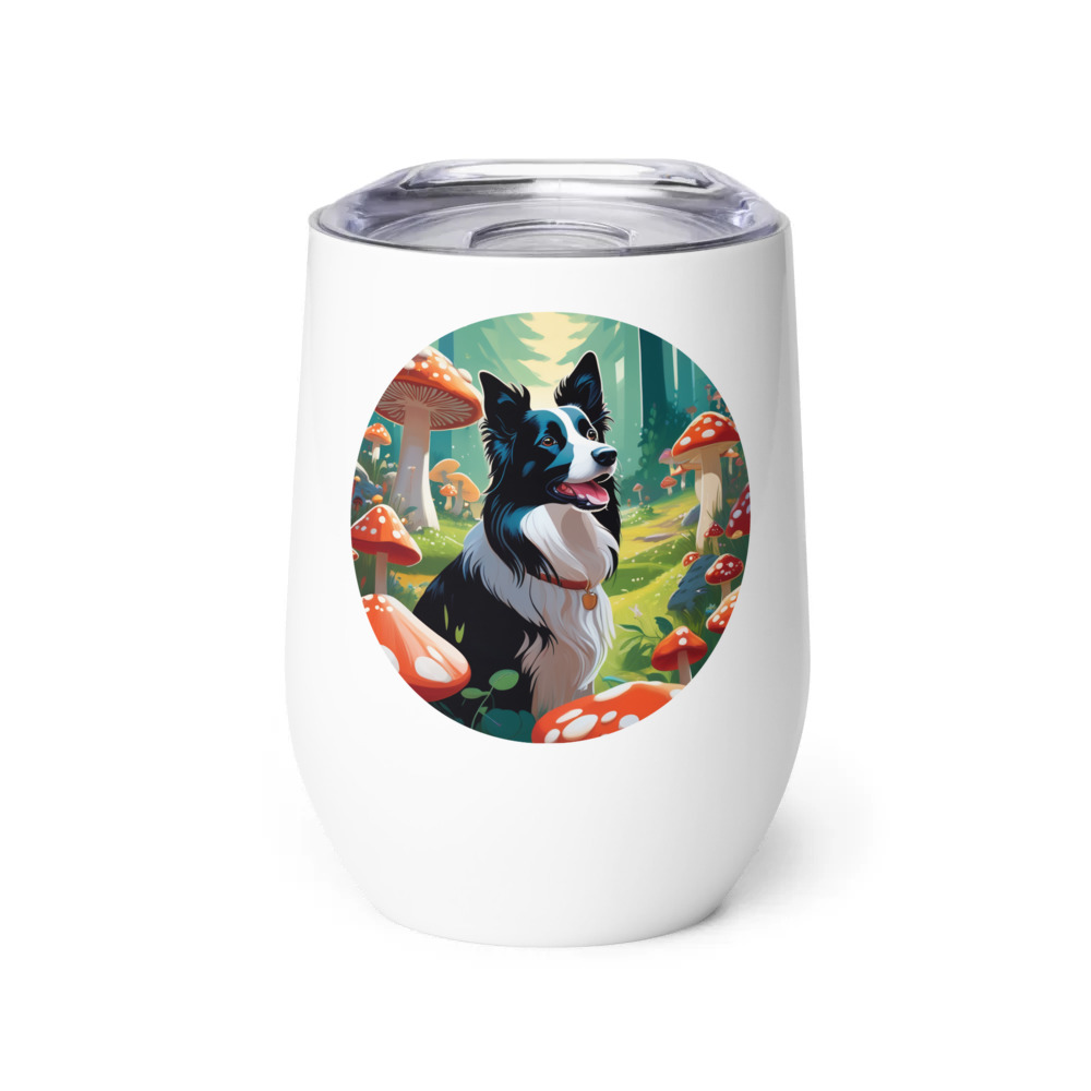 PugMug Custom Border Collie Wine Tumbler