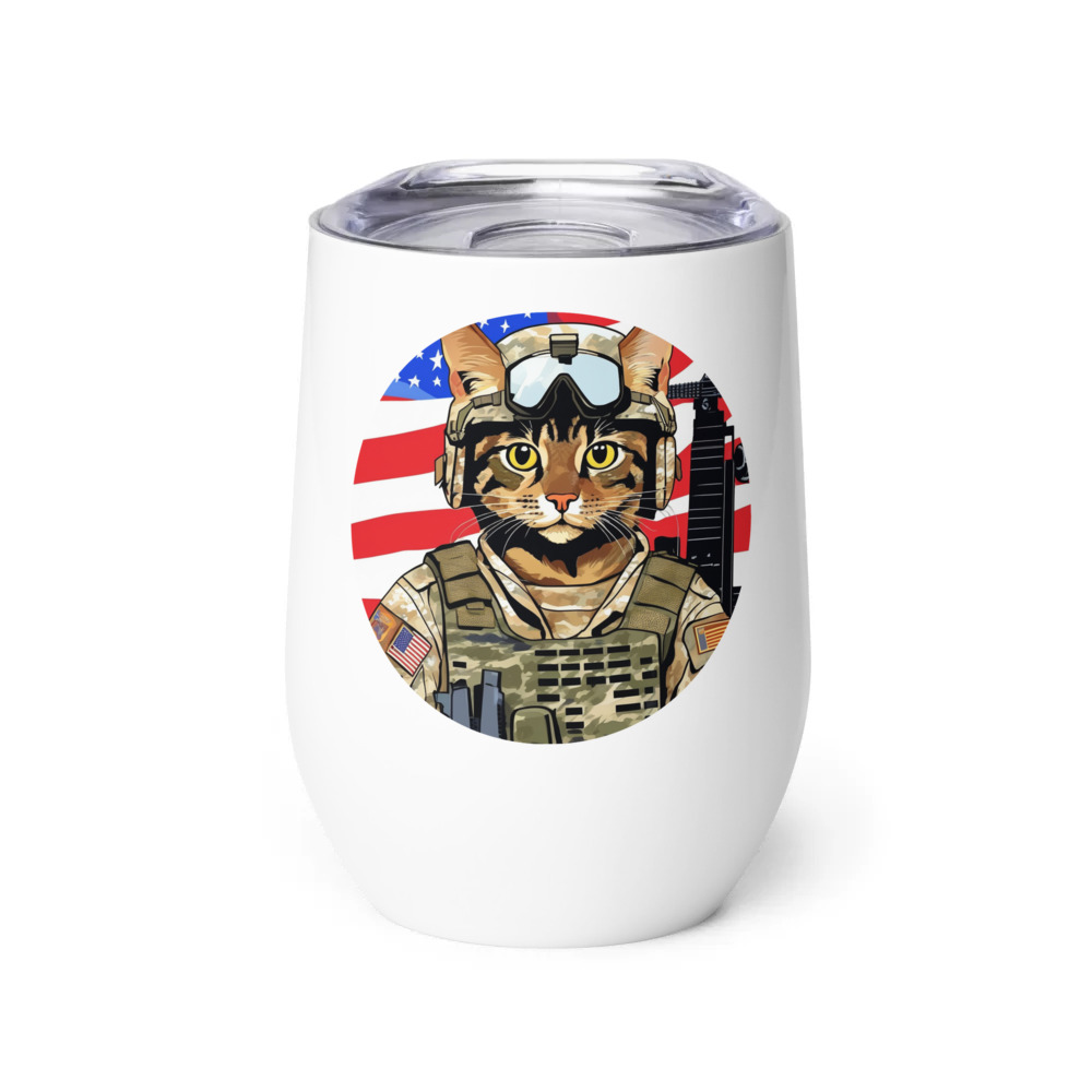 PugMug Custom Tabby Exotic Cat Wine Tumbler