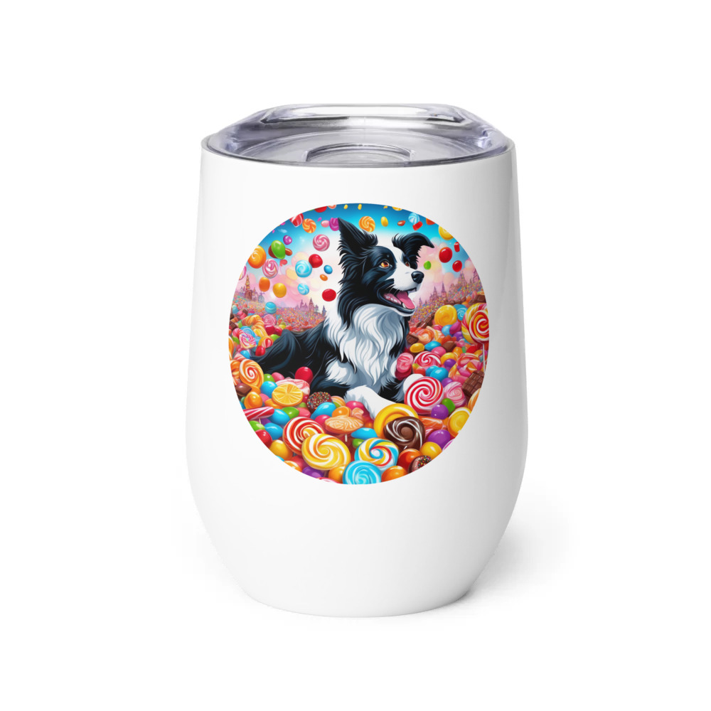 PugMug Custom Border Collie Wine Tumbler