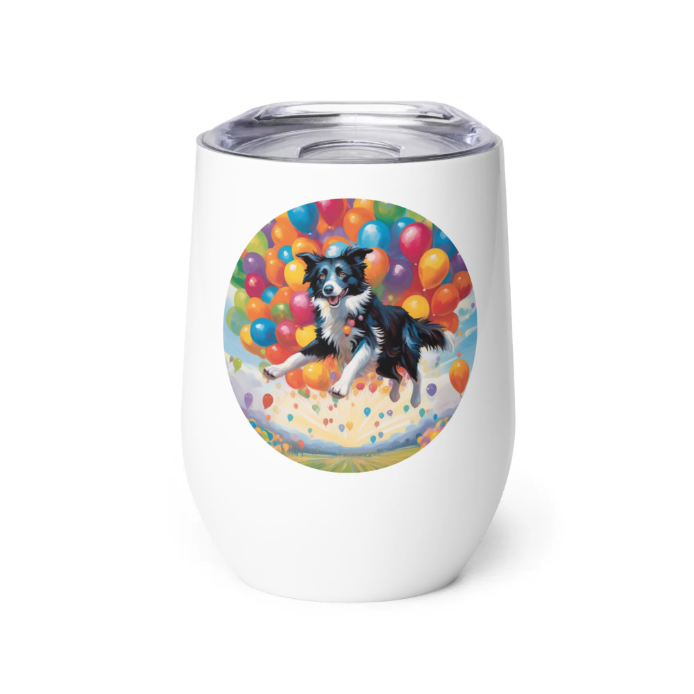 PugMug Custom Border Collie Wine Tumbler