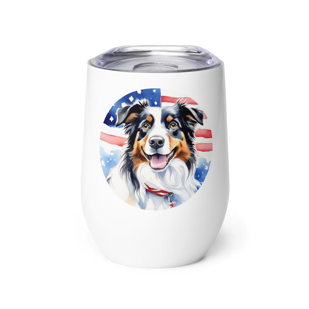 PugMug Custom Miniature American Shepherd Wine Tumbler