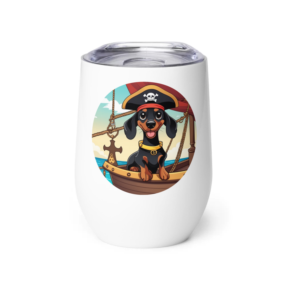 PugMug Custom Black Dachshund Wine Tumbler