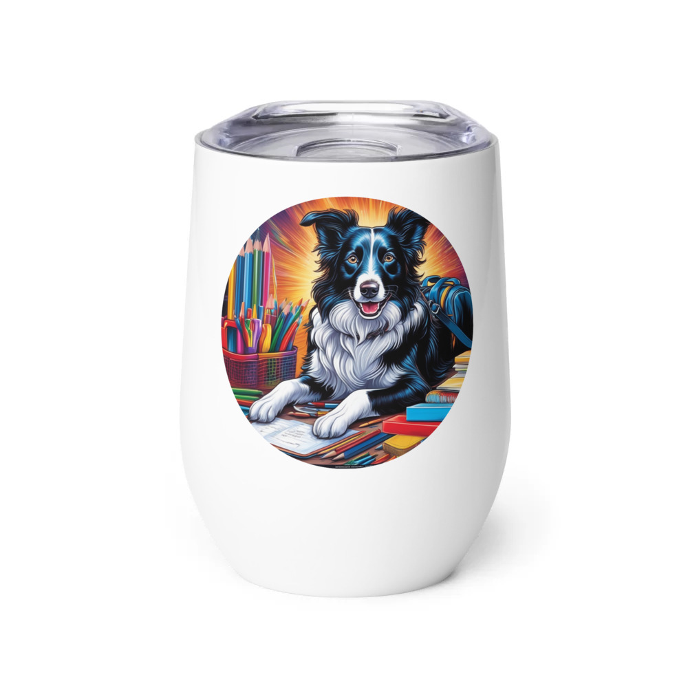 PugMug Custom Border Collie Wine Tumbler