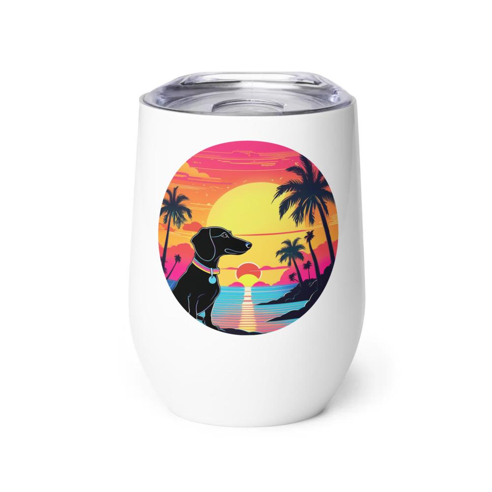 PugMug Custom Black Dachshund Wine Tumbler