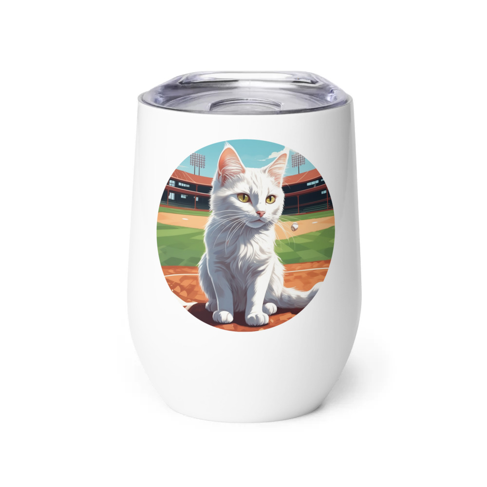 PugMug Custom White Companion Cat Wine Tumbler