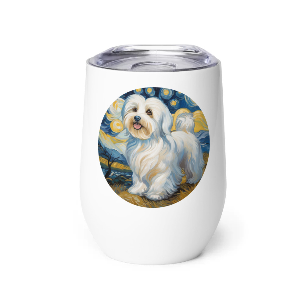 PugMug Custom White Havanese Dog Wine Tumbler