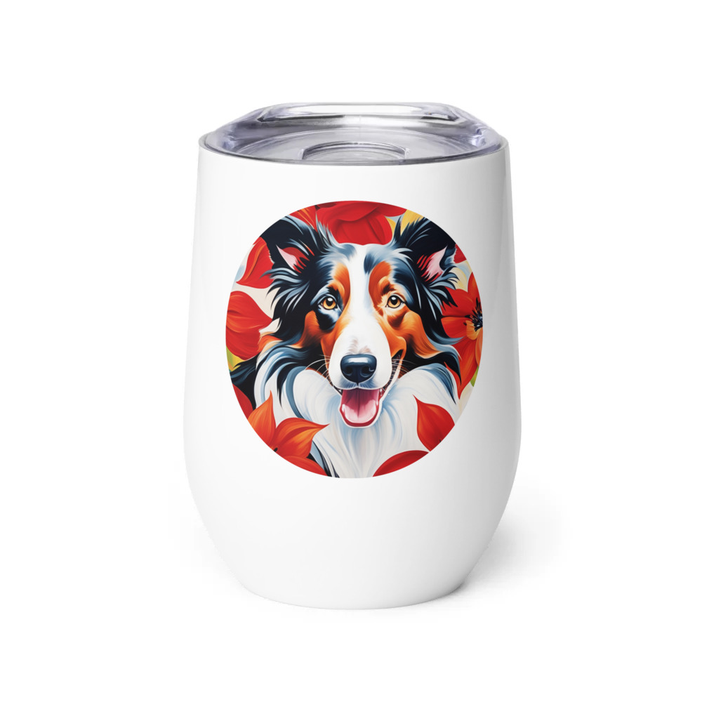 PugMug Custom Border Collie Wine Tumbler