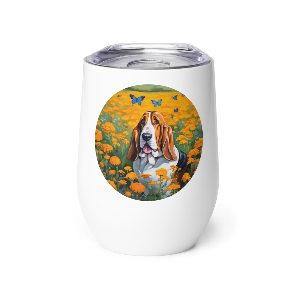 PugMug Custom Basset Hound Wine Tumbler