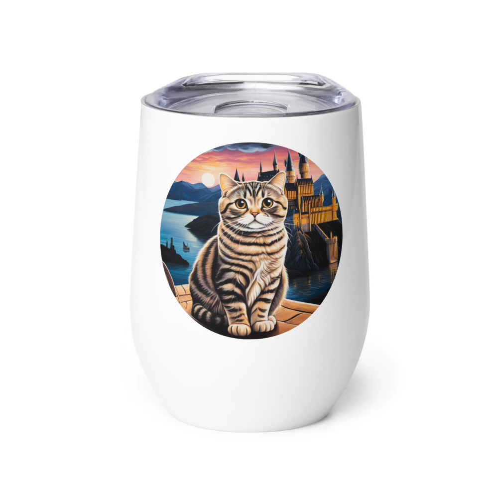 PugMug Custom Tabby Scottish Fold Cat Wine Tumbler
