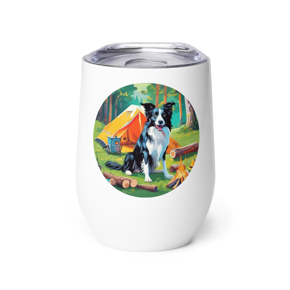 PugMug Custom Border Collie Wine Tumbler