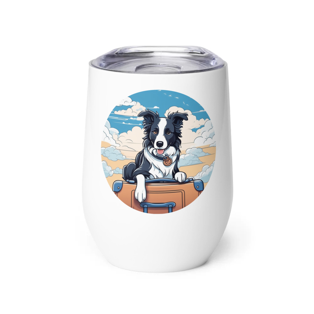 PugMug Custom Border Collie Wine Tumbler