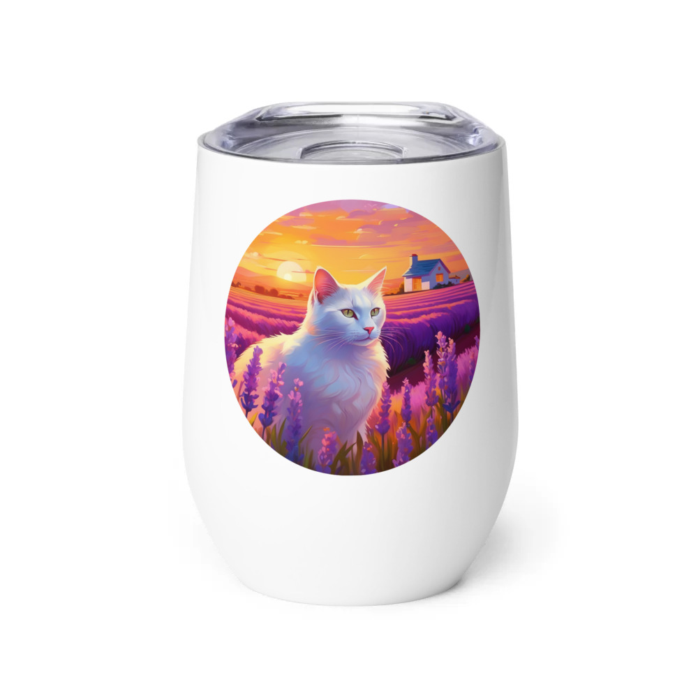 PugMug Custom White Companion Cat Wine Tumbler