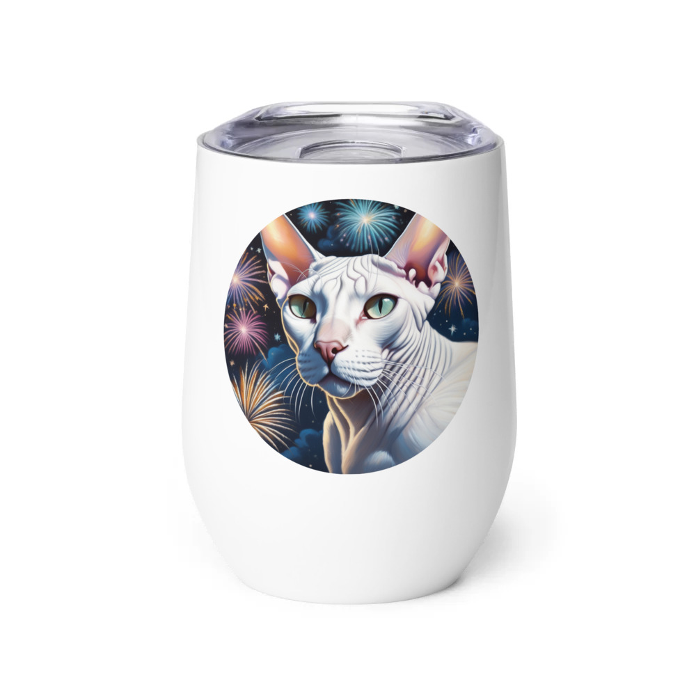 PugMug Custom White Sphynx Cat Wine Tumbler
