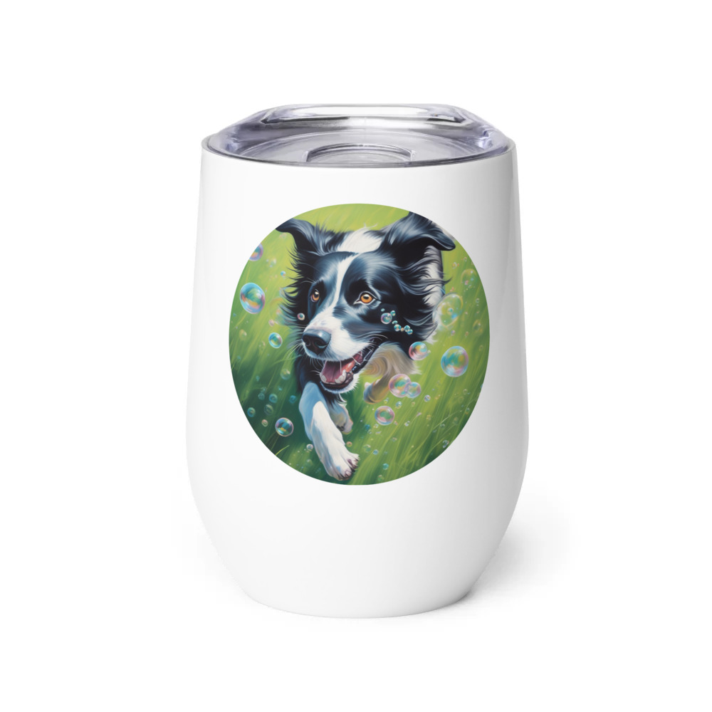 PugMug Custom Border Collie Wine Tumbler