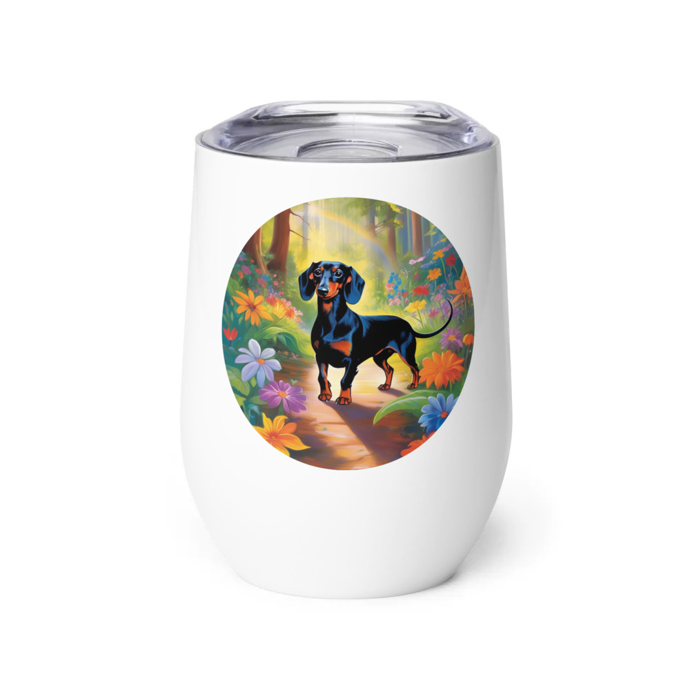 PugMug Custom Black Dachshund Wine Tumbler