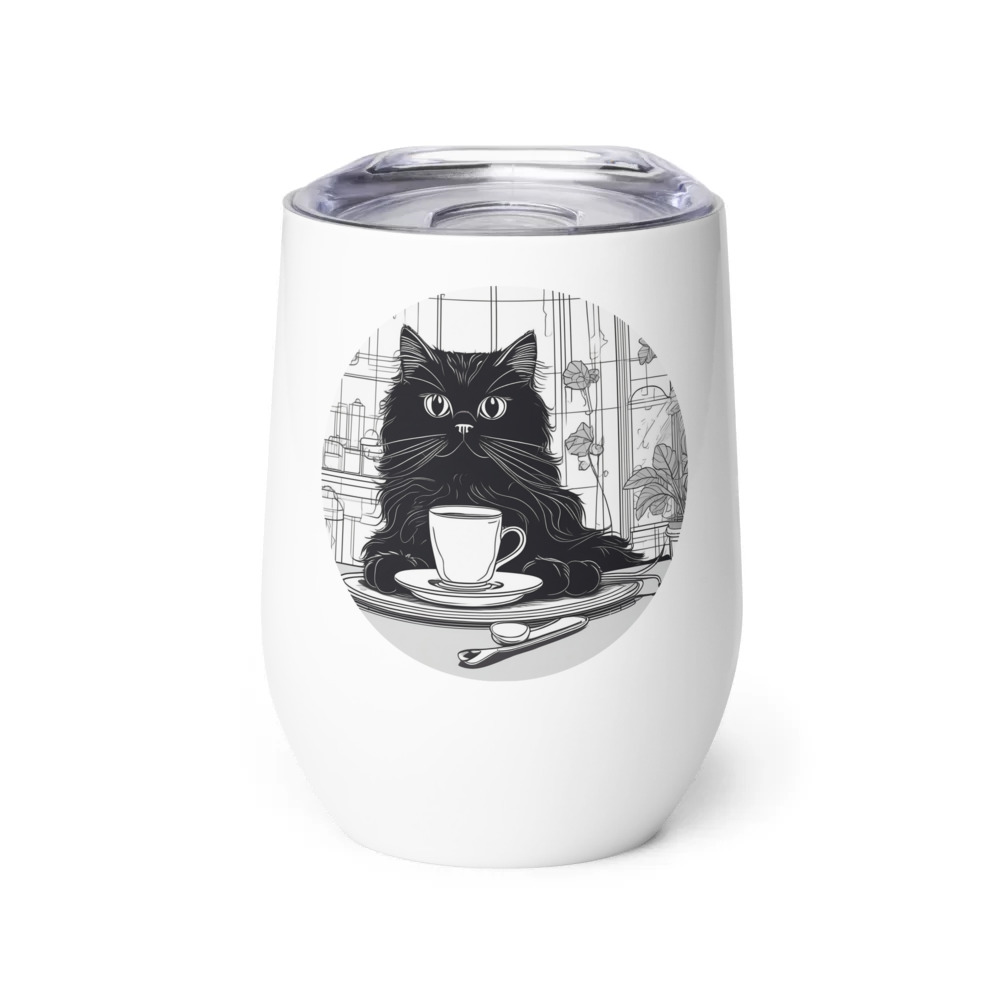PugMug Custom Black Persian Cat Wine Tumbler