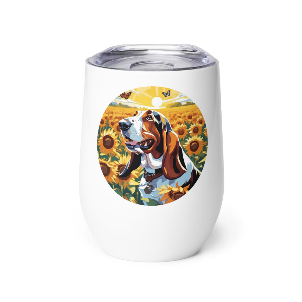PugMug Custom Basset Hound Wine Tumbler