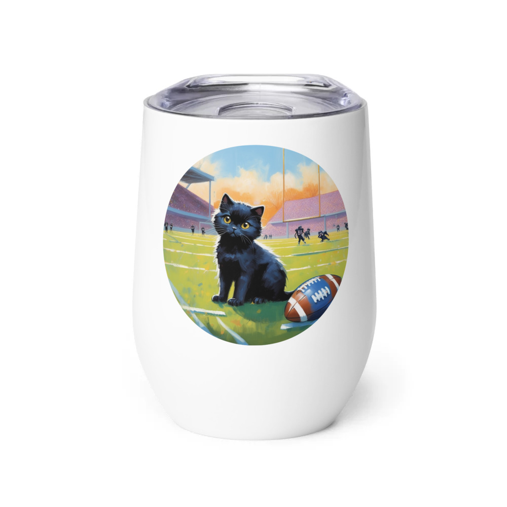 PugMug Custom Black Scottish Fold Cat Wine Tumbler