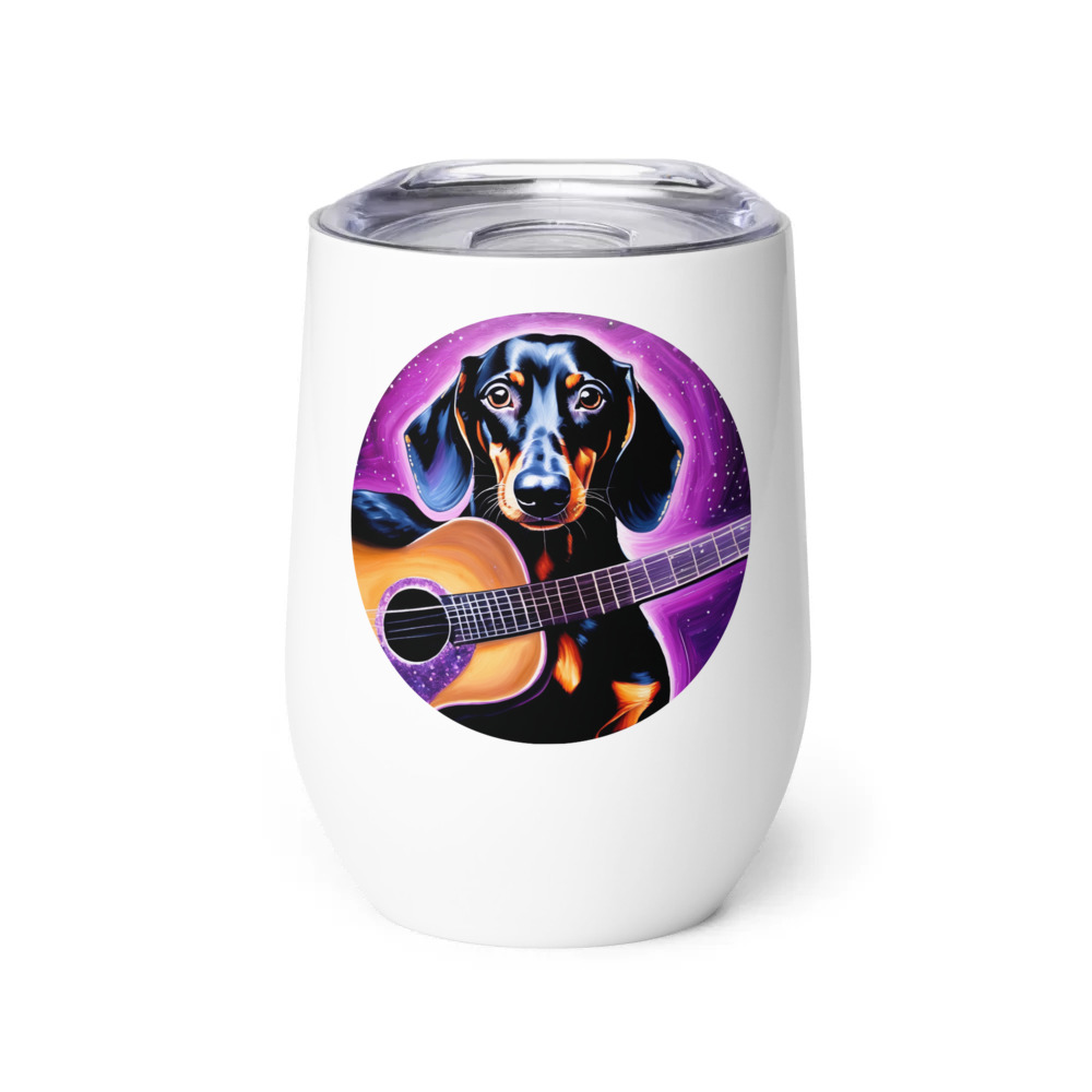 PugMug Custom Black Dachshund Wine Tumbler