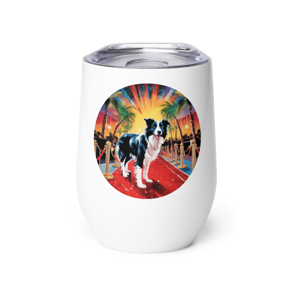 PugMug Custom Border Collie Wine Tumbler