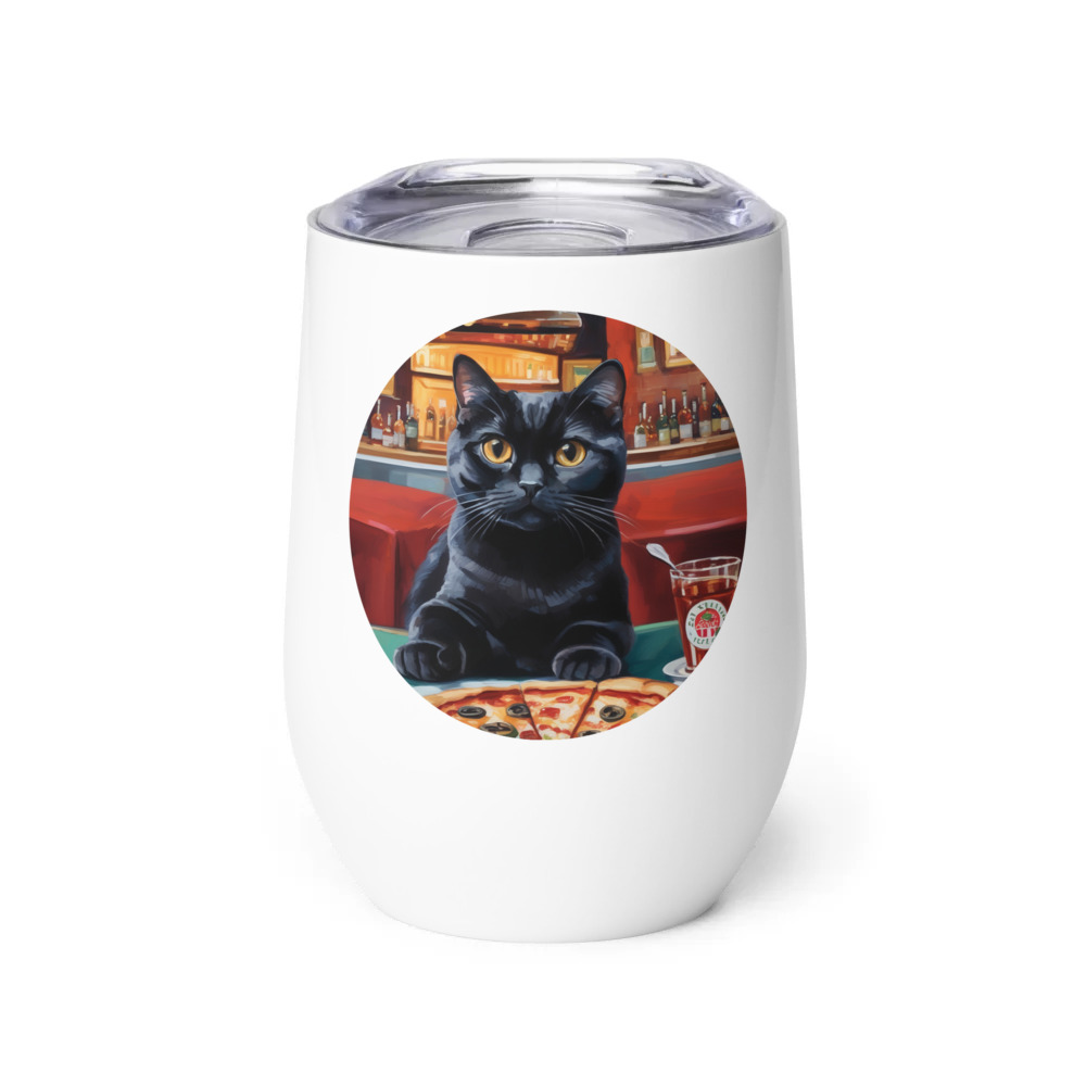 PugMug Custom Black Scottish Fold Cat Wine Tumbler