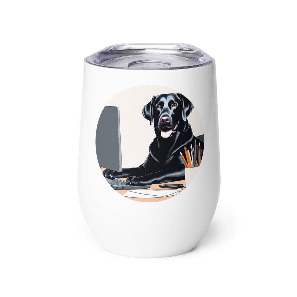 PugMug Custom Black Labrador Retriever Wine Tumbler