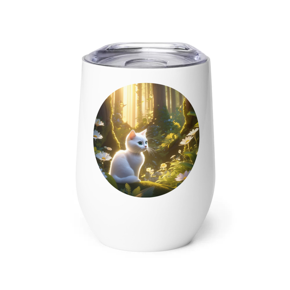 PugMug Custom White Companion Cat Wine Tumbler