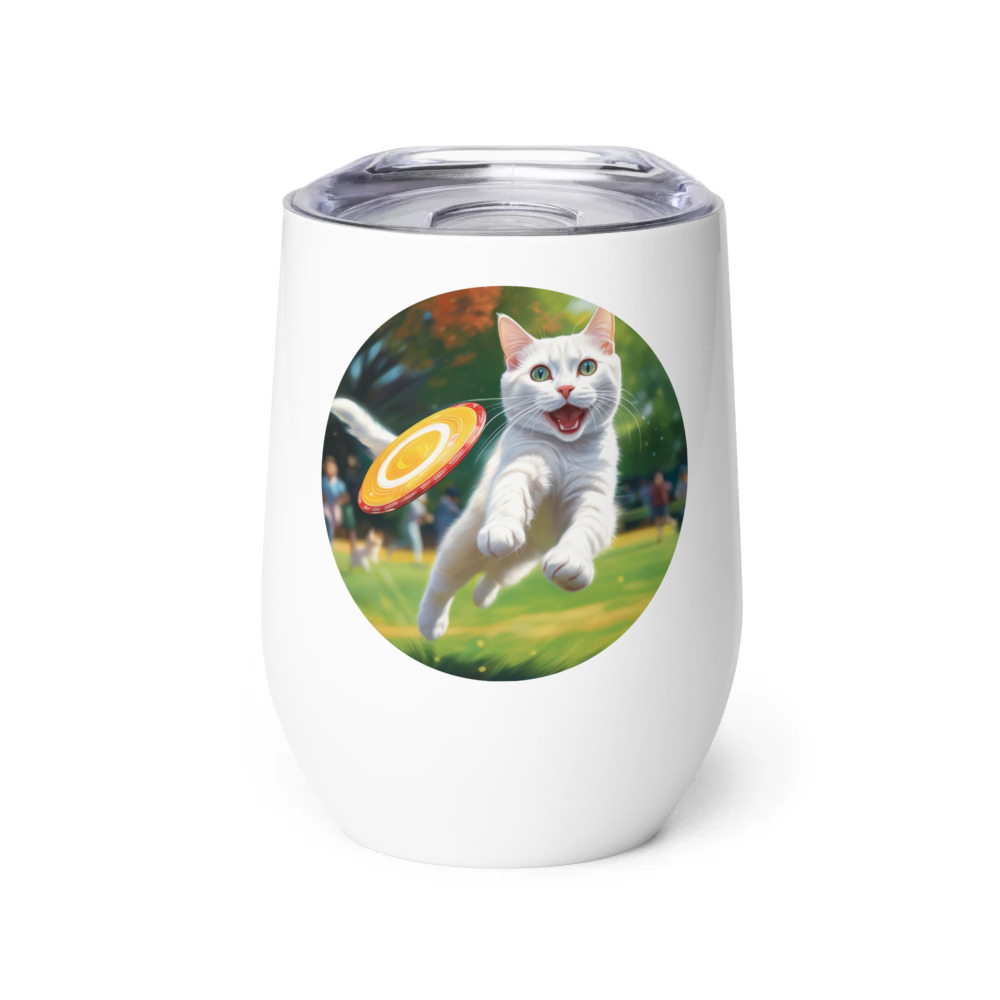 PugMug Custom White Companion Cat Wine Tumbler