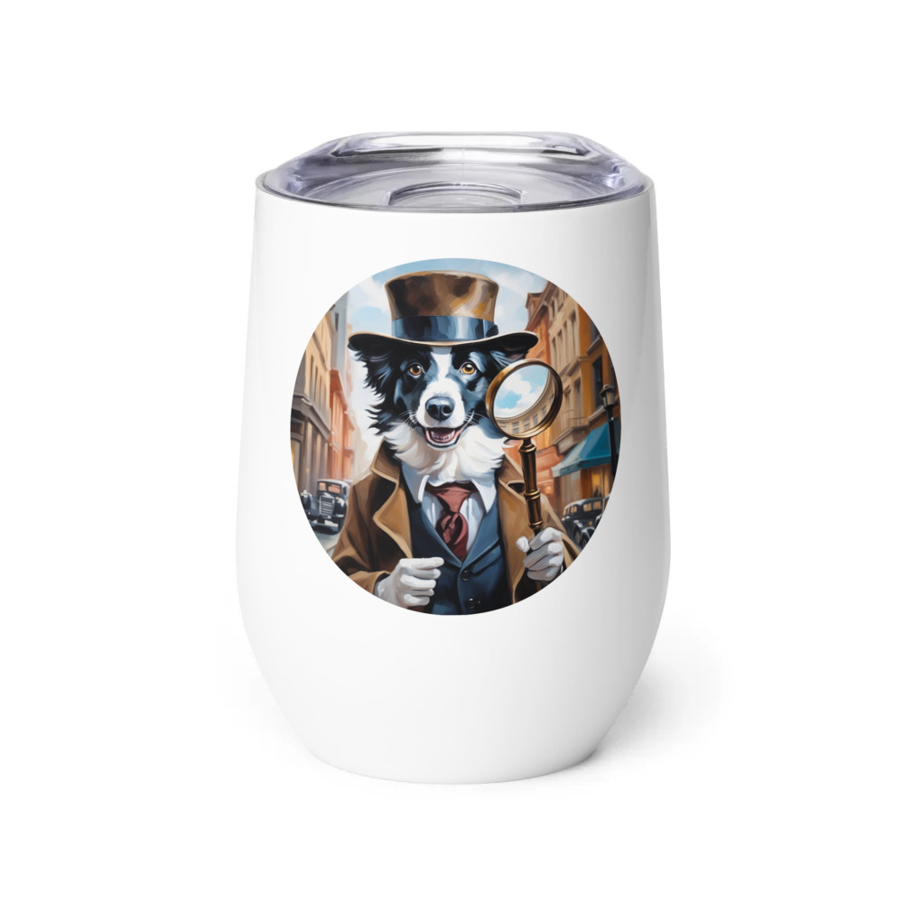 PugMug Custom Border Collie Wine Tumbler