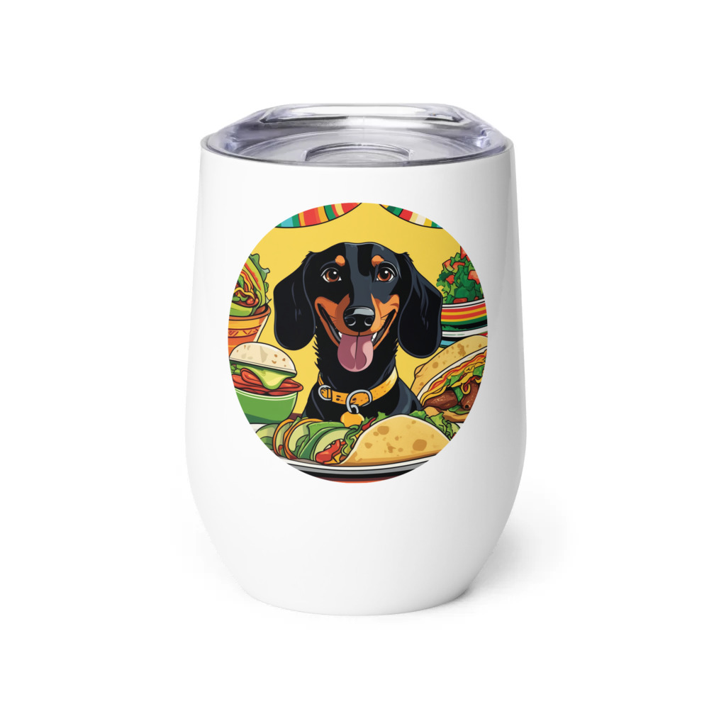 PugMug Custom Black Dachshund Wine Tumbler