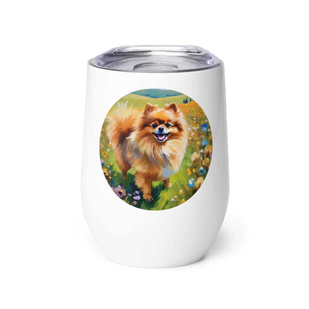 PugMug Custom Tan Pomeranian Wine Tumbler