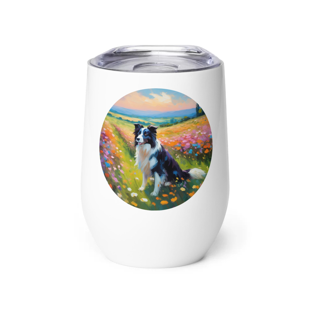 PugMug Custom Border Collie Wine Tumbler