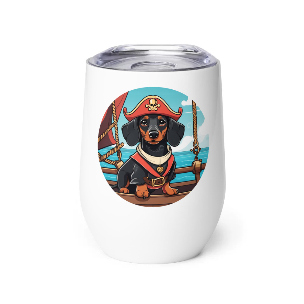 PugMug Custom Black Dachshund Wine Tumbler