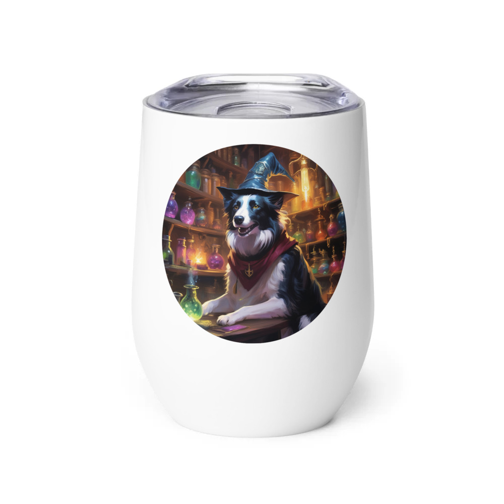 PugMug Custom Border Collie Wine Tumbler