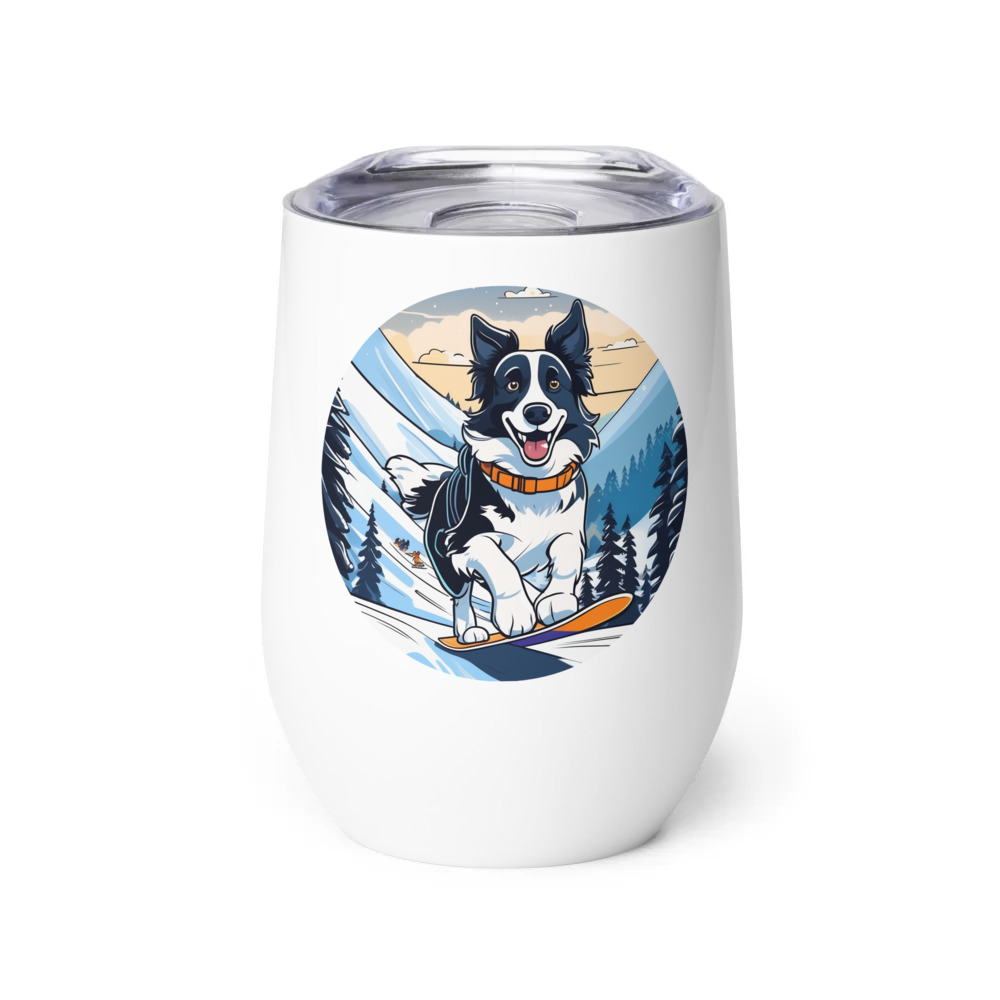 PugMug Custom Border Collie Wine Tumbler