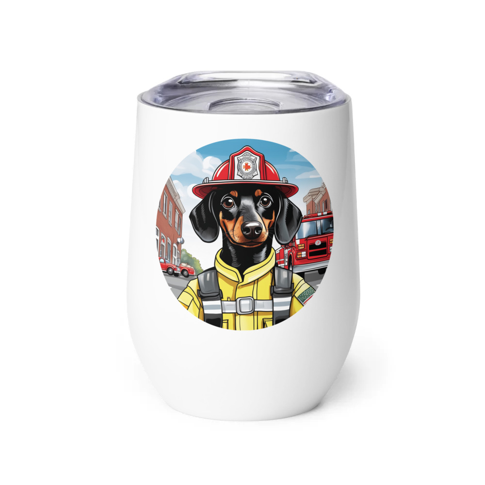 PugMug Custom Black Dachshund Wine Tumbler