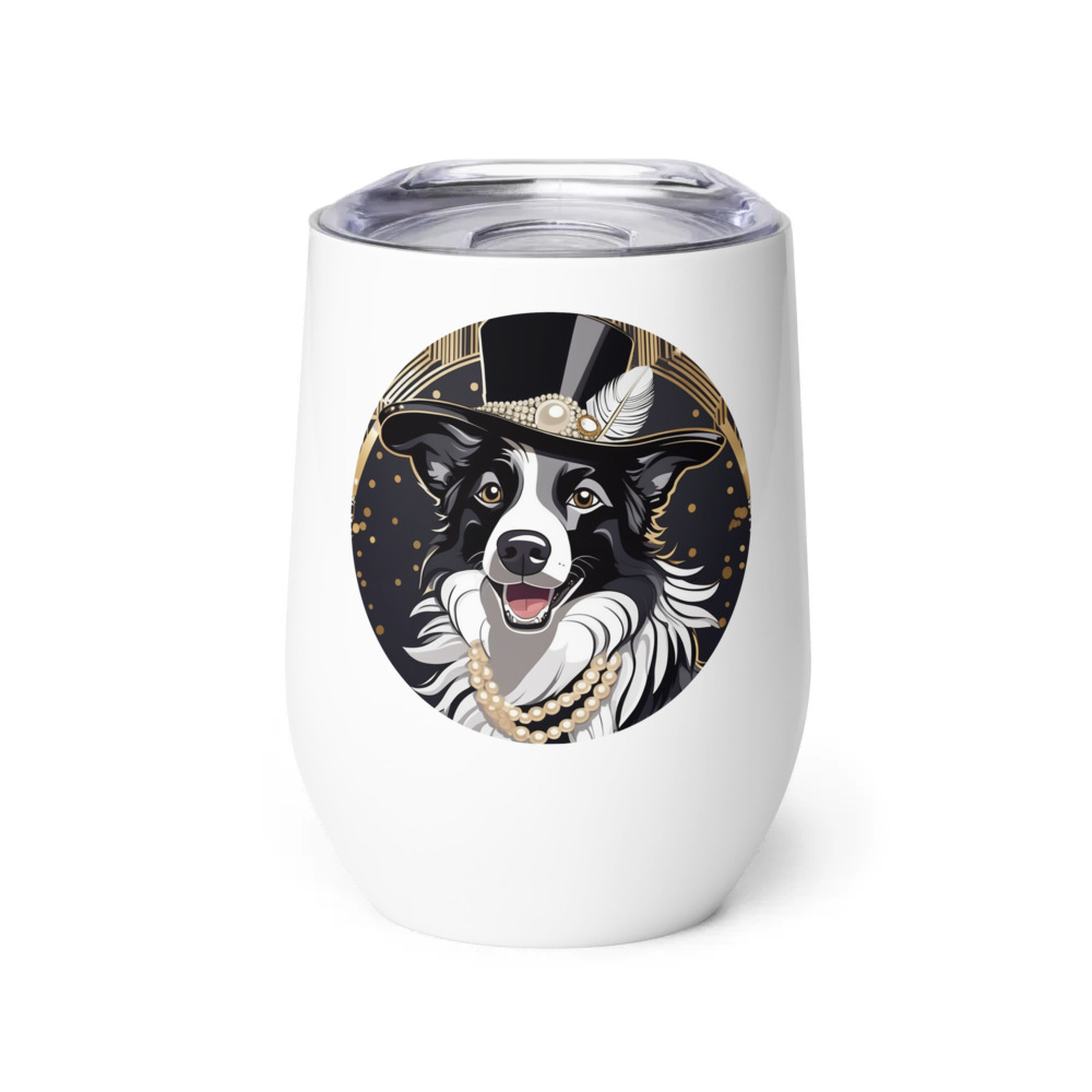PugMug Custom Border Collie Wine Tumbler