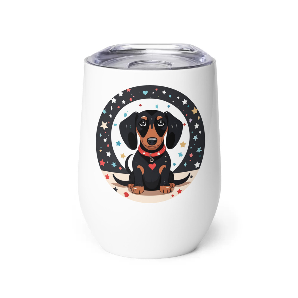 PugMug Custom Black Dachshund Wine Tumbler